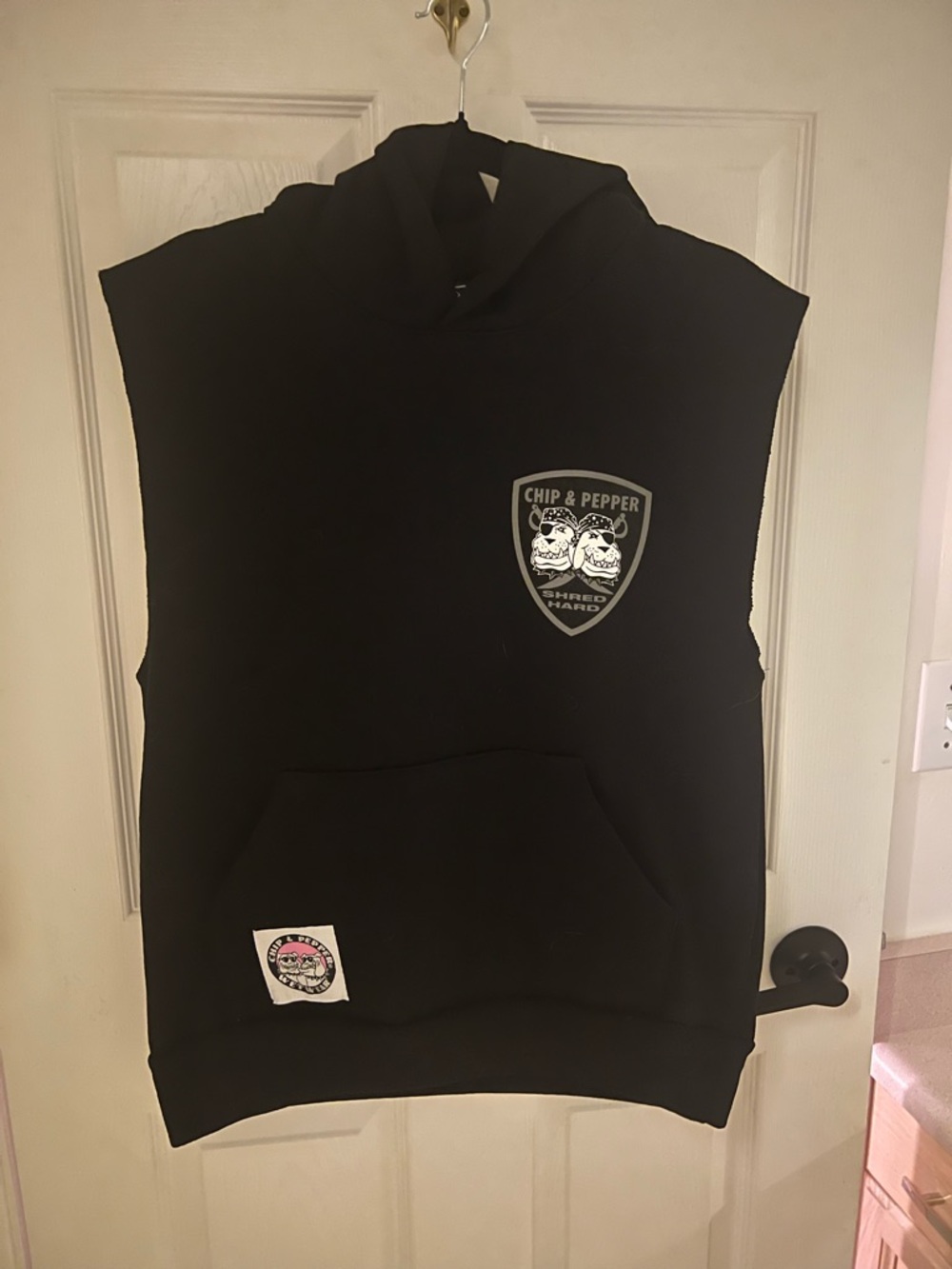 Chip & Pepper Black Hooded Pullover with White Label